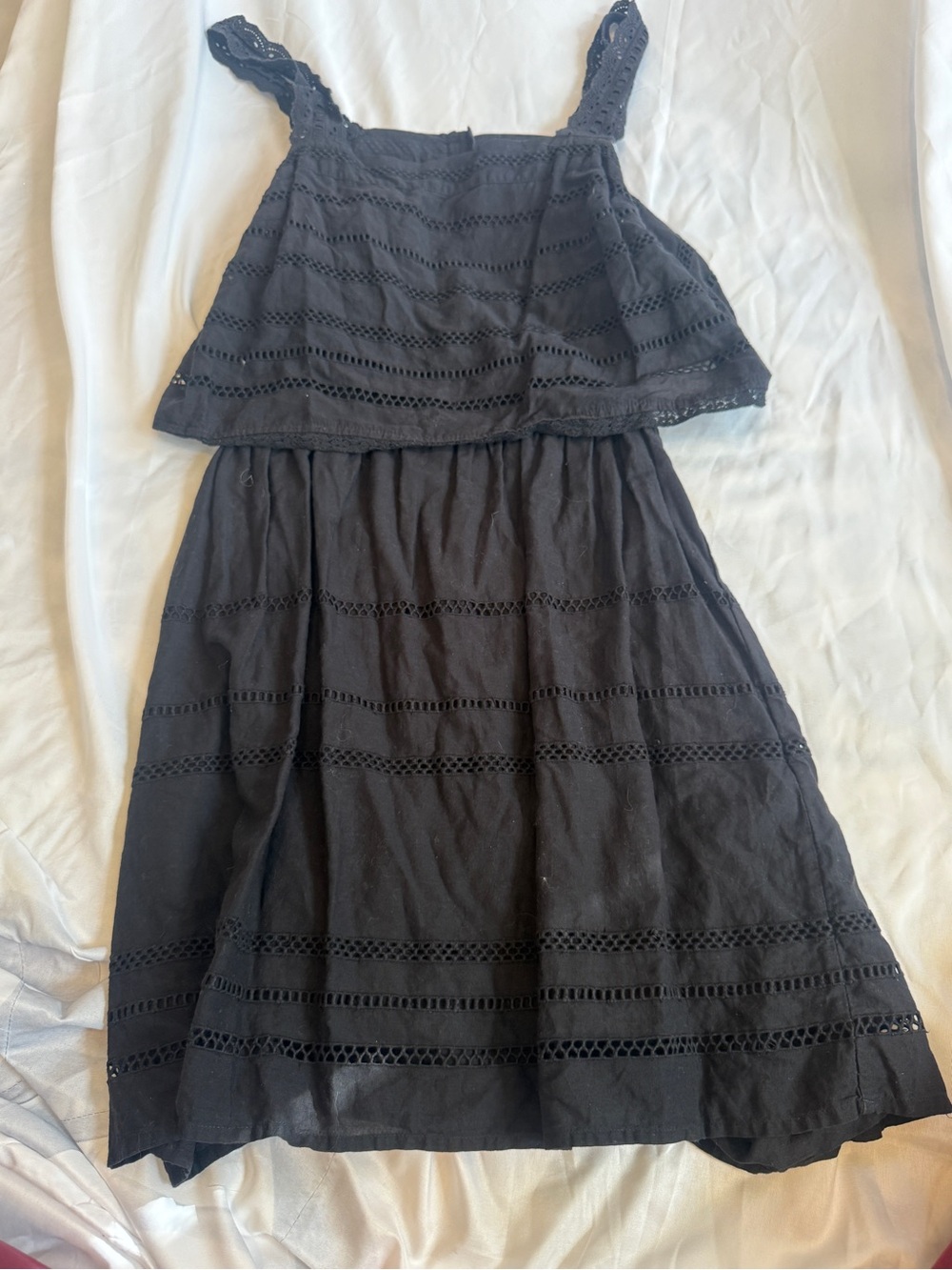 Topshop Black Tiered Eyelet Mini Dress - Picture 3 of 6